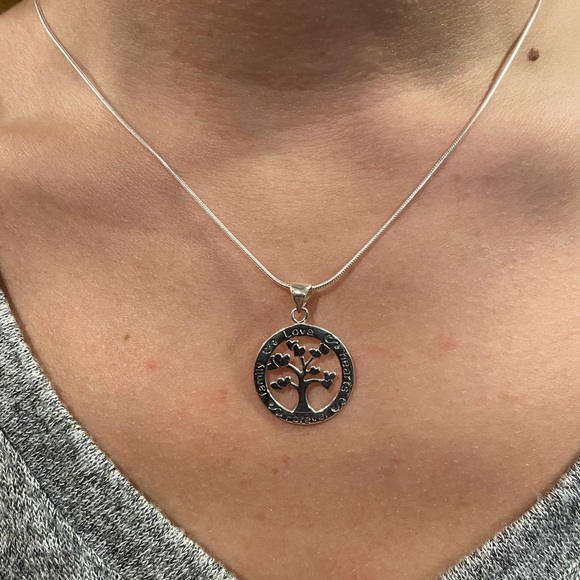 .925 Sterling Family Hearts Love Forever Necklace - Picture 8 of 16